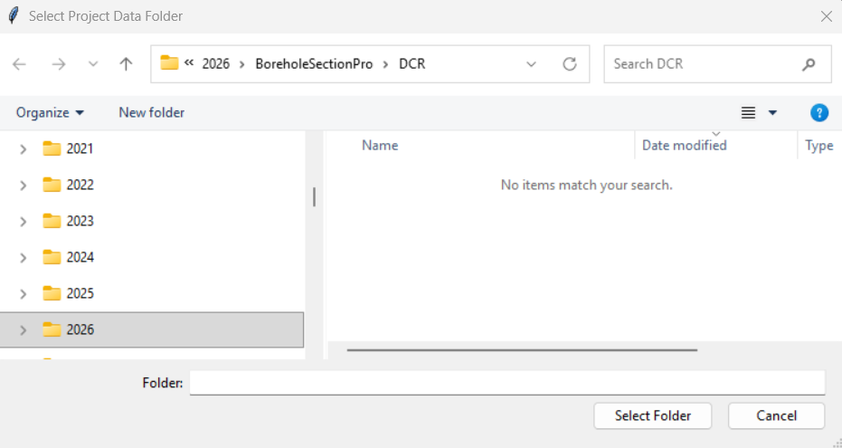 Select project folder